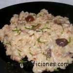 risotto con setas y bacón