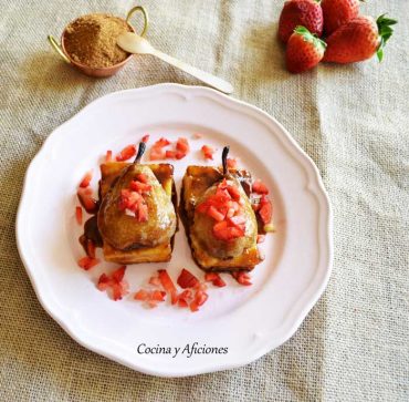 Pastelillos de leche, pera asada y azúcar de coco, receta paso a paso.