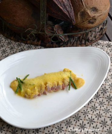 Tiradito de jurel con crema de castaña, receta Blogcina Galicia, receta  Blogcina Galicia 2020