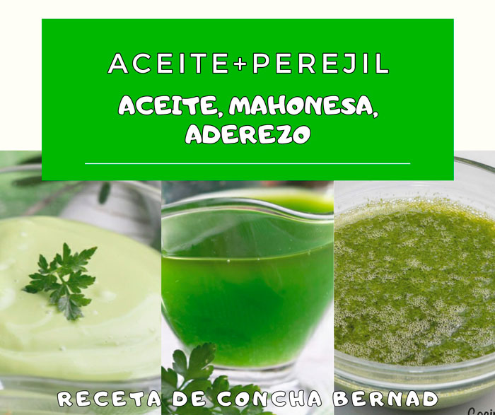 Aceite mahonesa y aderezo de perejil, perfectos perfecto para tus platos