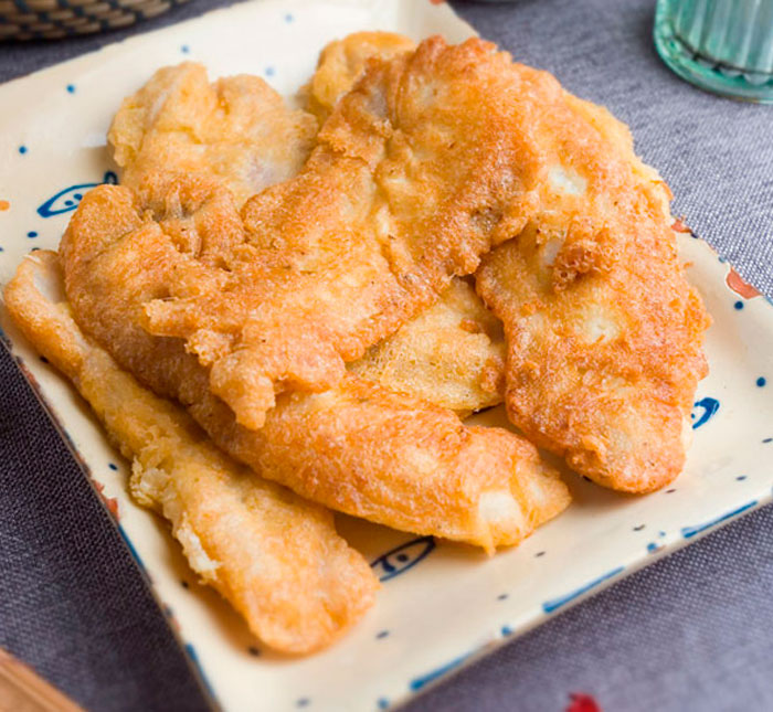 Filetes de gallo rebozados con masacor Orly tecnica de cocina