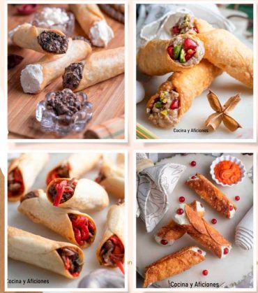 Cannolis salados, de brandada de bacalao, carrillera de cerdo y  ricota y tapenade,un aperitivo de lujo y económico  