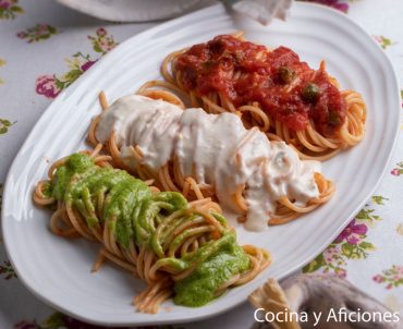 Espaguetis tricolor del chef Antonio Sorrentino