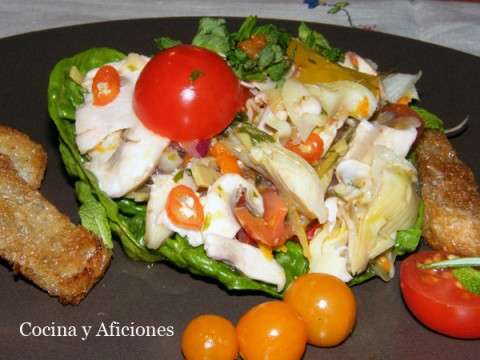 Cebiche picante de alcachofas y champinones 1