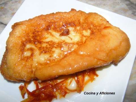 Torrijas  con  almibar y naranjas confitadas 2