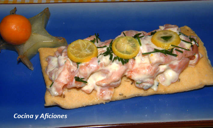 Canapé de salmón con mahonesa de cítricos y limequat, receta