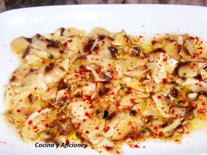 Ceviche de champiñones con pimienta palmera, receta