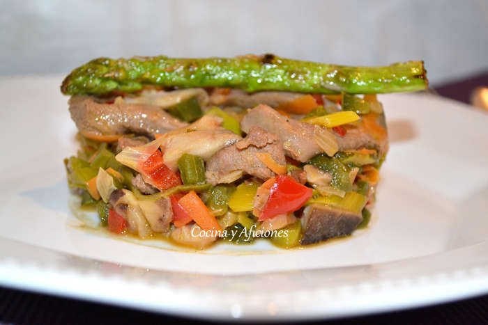 wok de pato con setas y verduras, receta paso a paso